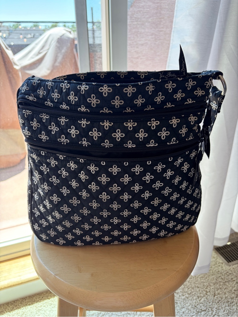 Vera Bradley Triple Zip Hipster Crossbody Bag Purse Quilted Four Leaf Clover G2
